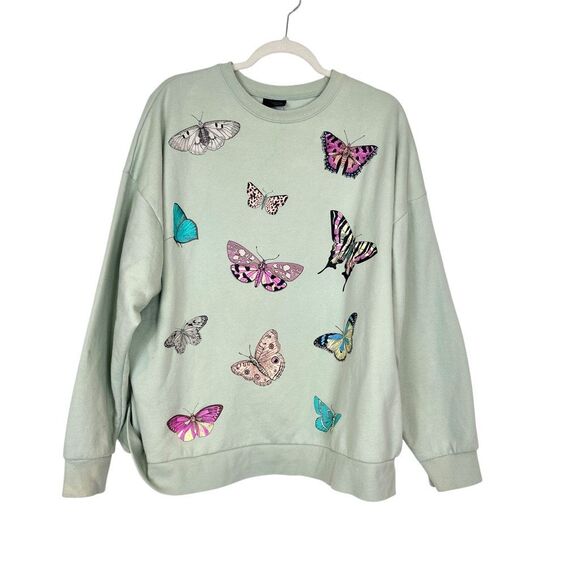 Vintage Sweaters - Womens butterfly crewneck sweatshirt XL Graphic Cozy Sweater Extra large insect